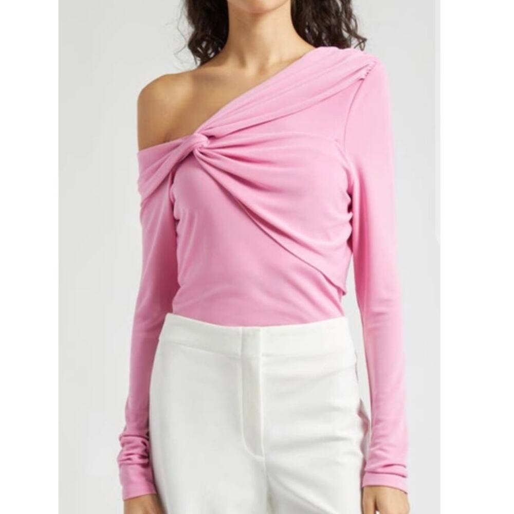 Cinq à Sept Zaya One Shoulder Twist Top Women’s Medium Pink NWT Designer